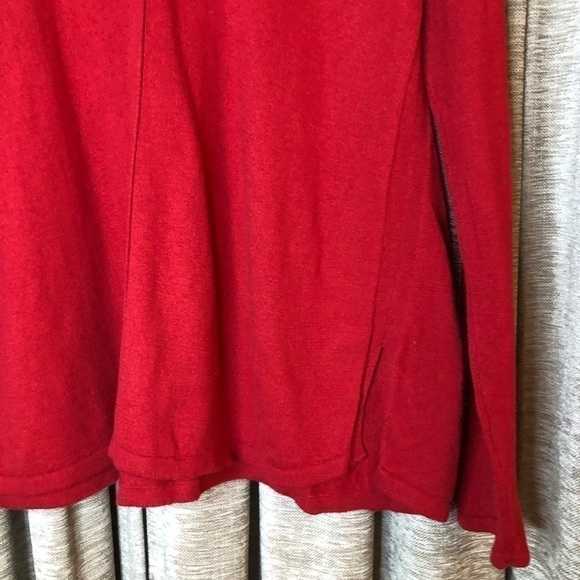 J Jill Red V Neck Pleated Back Sweater Size Small - Picture 4 of 16